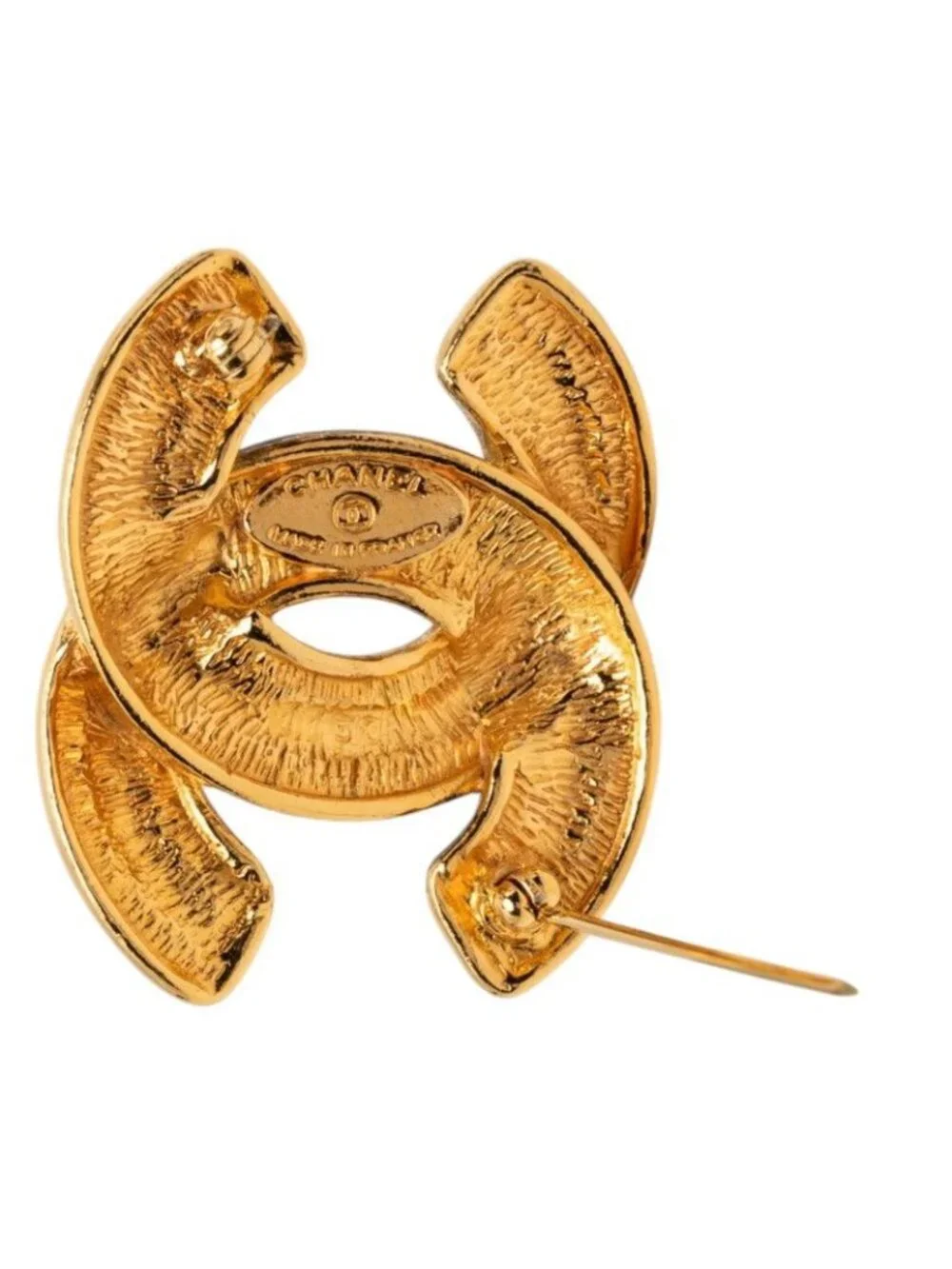 Chanel Quilted CC Logo Brooch Gold Plated